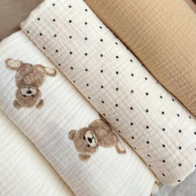 Muślin double gauze na pieluszki, różne kolory i wzory